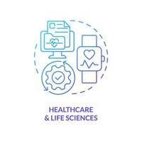 Healthcare and life sciences blue gradient concept icon. Version control system end user industry abstract idea thin line illustration. Isolated outline drawing vector