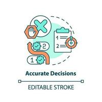 Accurate decisions concept icon. Strong data management plan. Information governance abstract idea thin line illustration. Isolated outline drawing. Editable stroke vector