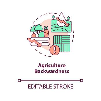 Agriculture backwardness concept icon. Challenge in achieving inclusive development abstract idea thin line illustration. Isolated outline drawing. Editable stroke vector