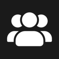 Online community dark mode glyph ui icon. Teamwork digital tools. User interface design. White silhouette symbol on black space. Solid pictogram for web, mobile. Vector isolated illustration
