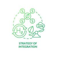 Integration strategy green gradient concept icon. Renewable energy source. Decarbonization plan abstract idea thin line illustration. Isolated outline drawing vector