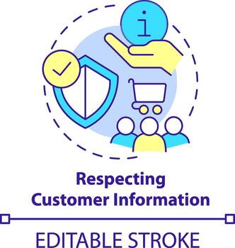 Respecting customer information concept icon. Ethical behavior in customer service abstract idea thin line illustration. Isolated outline drawing. Editable stroke vector