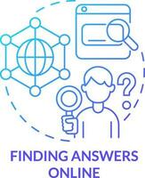 Finding answers online blue gradient concept icon. Digital learning stress abstract idea thin line illustration. Homework assignment. Isolated outline drawing vector