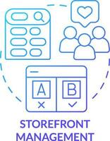 Storefront management blue gradient concept icon. Operations control. Online shop management service abstract idea thin line illustration. Isolated outline drawing vector