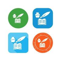 Unique Quill and Book Vector Icon