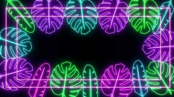 Summer Neon Animation Background, Animation Of Tropical Summer Palm Tree Neon Background, Neon Glowing Forest Background. Its Summer Time Neon Animation Background. Hello Summer Time Animation video