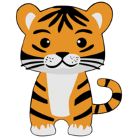 Tiger clipart icon vector flat design on transparent background, animal isolated clipping path element png