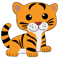 Tiger clipart icon vector flat design on transparent background, animal isolated clipping path element png