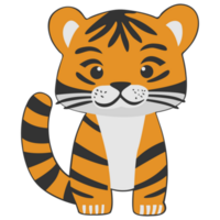 Tiger clipart icon vector flat design on transparent background, animal isolated clipping path element png