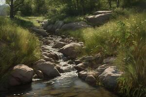 Hyperrealistic Stream. AI Generated photo