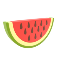 A cut red watermelon slice with dark seeds on a transparent background. PNG. 3D rendering png