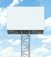 Pole outdoor billboard with blue sky background. clipping path for mockup photo