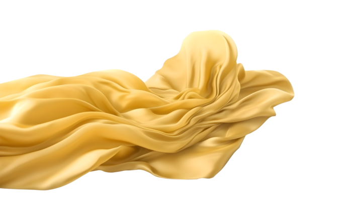 Golden flying silk fabric, 3d wave cloth. AI Generated 25246307 PNG