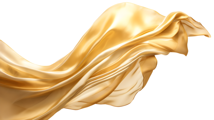 Golden flying silk fabric, 3d wave cloth. AI Generated 25246294 PNG