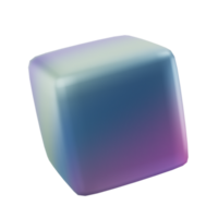 3d bloccare oggetto metallo cubo astratto geometrico forma. realistico lucido pendenza lusso modello decorativo design illustrazione. minimalista luminosa elemento modello isolato trasparente png