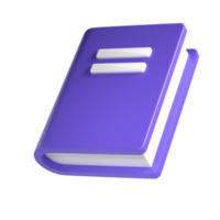 3d violet cute empty notepad book stationery for school isolated transparent png. Simple render illustration. Design element for posters, banners, calendar and greeting card png