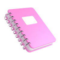 3d pink cute empty office notepad for school stationery isolated transparent png. Simple render illustration. Design element for posters, banners, calendar and greeting card png