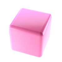 3d Block Objekt Metall Würfel abstrakt geometrisch Form. realistisch glänzend Rosa und lila Gradient Luxus Vorlage dekorativ Design Illustration. minimalistisch hell Element Attrappe, Lehrmodell, Simulation isoliert transparent png