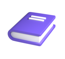 3d violet cute empty notepad book stationery for school isolated transparent png. Simple render illustration. Design element for posters, banners, calendar and greeting card png