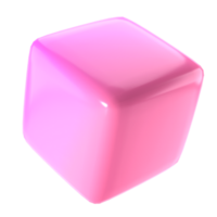 3d Block Objekt Metall Würfel abstrakt geometrisch Form. realistisch glänzend Rosa und lila Gradient Luxus Vorlage dekorativ Design Illustration. minimalistisch hell Element Attrappe, Lehrmodell, Simulation isoliert transparent png