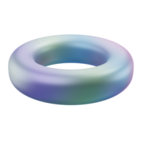 3d abstract vorm metaal donut geometrisch. realistisch glanzend helling kleur luxe sjabloon decoratief ontwerp illustratie. minimalistische helder mockup geïsoleerd transparant PNG