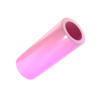 3d shape metallic pipe. Realistic geometric glossy pink and lilac gradient template design illustration. Minimalist mockup isolated transparent png