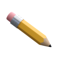 realistisk penna med suddgummi 3d ikon brevpapper för skola. färgad teckning och målning verktyg för utbildning och studier isolerat transparent png. kontor förnödenheter, brevpapper element. högskola design png