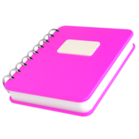 3d pink cute empty office notepad for school stationery isolated transparent png. Simple render illustration. Design element for posters, banners, calendar and greeting card png