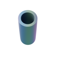 3d shape metallic pipe. Realistic abstract geometric glossy gradient template design illustration. Minimalist mockup isolated transparent png