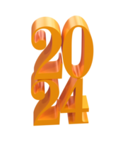 contento nuevo año 2024 con brillante 3d dorado números aislado transparente png. fiesta oro celebracion diseño. prima elemento para carteles, pancartas, calendario y saludo tarjeta png