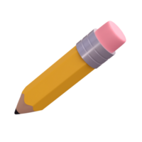 Realistic pencil with eraser 3d icon stationery for school. Colored drawing and painting tool for education and studies isolated transparent png. Office supplies, element. School, or college design png