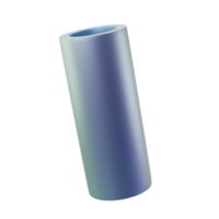 3d shape metallic pipe. Realistic geometric glossy gradient template design illustration. Minimalist mockup isolated transparent png