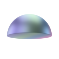 3d Element Halbkugel Metall geometrisch Form. realistisch glänzend Gradient Vorlage dekorativ Design Illustration. minimalistisch hell halb Kugel Hälfte Kreis voluminös runden Attrappe, Lehrmodell, Simulation isoliert transparent png