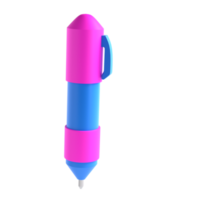 3d rendering icon office school pen stationery writing. Blue and violet colors. Symbol illustration editable isolated transparent png