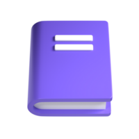 3d violet cute empty notepad book stationery for school isolated transparent png. Simple render illustration. Design element for posters, banners, calendar and greeting card png