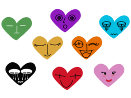 Set of Cute emotion heart on transparency backgound png