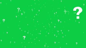 question mark floating animation on green screen background, thinking, confused sign symbol chroma key animated background video