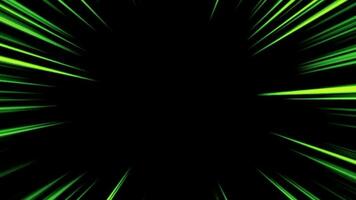 Glowing green speed lines effect loop animation on black background video