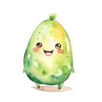 Cute watercolor baby avocado. Illustration AI Generative png