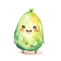 schattig waterverf baby avocado. illustratie ai generatief png