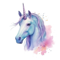 Cute watercolor unicorn. Illustration AI Generative png