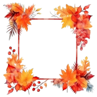 Watercolor Autumn Frame Background. Illustration AI Generative png