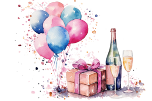 Birthday Watercolor Background. Illustration AI Generative png