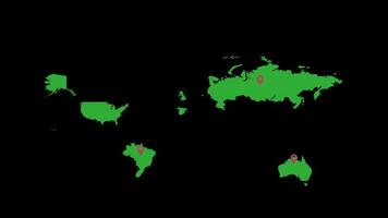 Welt Karte Erde Karte Schleife Animation Video transparent Hintergrund mit Alpha Kanal.