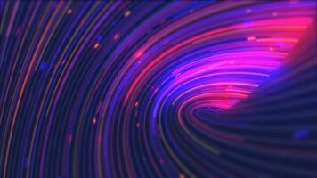 astratto energia viola vorticoso curvo Linee di raggiante magico striature e energia particelle sfondo video