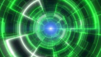 verde energia tunnel con raggiante luminosa elettrico Magia Linee scientifico futuristico hi-tech astratto sfondo video