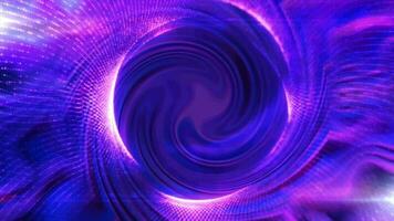 Round purple frame from energy magical glowing particles and light lines abstract background video