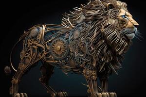 Mechanical lion kinetic art. photo