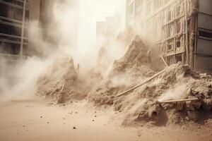 Fine dust particles coat everything in a layer of grime, from buildings to plants photo