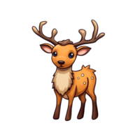 Cute Reindeer deer Rudolph isolated on transparent background, ai generated, digital illustration. png